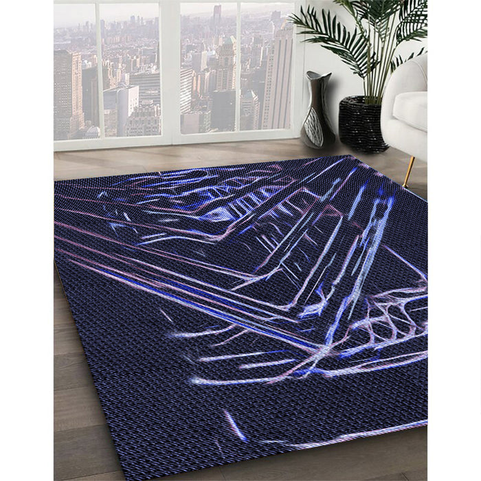 Patterned Deep Periwinkle Purple Rug in Family Room, pat12blu