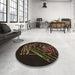 Round Patterned Red Brown Rug in a Office, pat12brn