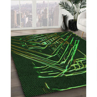 Patterned Black Rug, pat12grn