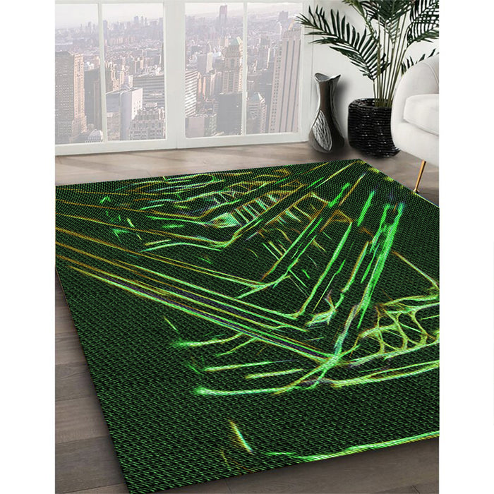Patterned Black Rug in Family Room, pat12grn