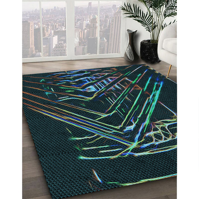 Patterned Black Rug in Family Room, pat12lblu