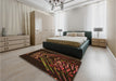 Patterned Saddle Brown Rug in a Bedroom, pat12org