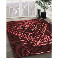 Patterned Brown Red Rug, pat12rd