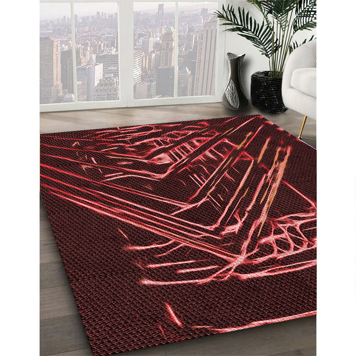 Machine Washable Transitional Brown Red Rug in a Family Room, wshpat12rd