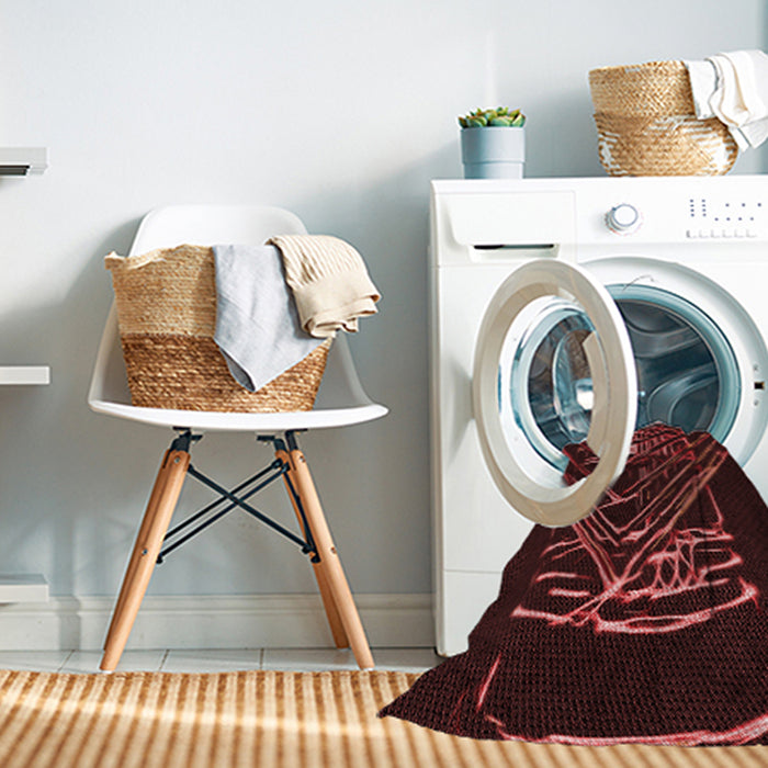 Machine Washable Transitional Brown Red Rug in a Washing Machine, wshpat12rd
