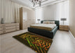 Patterned Dark Bronze Brown Rug in a Bedroom, pat12yw