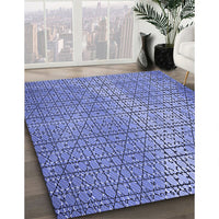 Patterned Denim Blue Rug, pat120blu