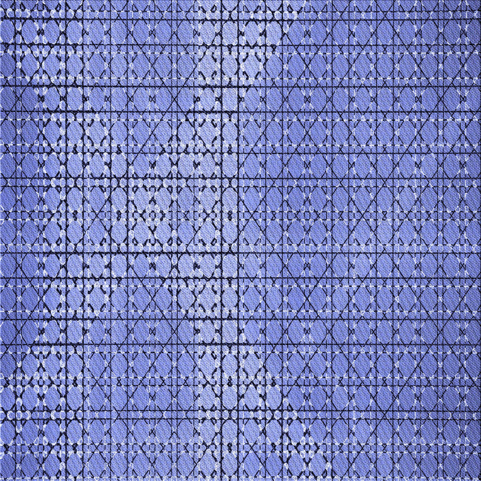 Round Patterned Denim Blue Rug, pat120blu