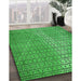 Machine Washable Transitional Green Rug in a Family Room, wshpat120grn