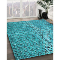 Patterned Dark Cyan Green Rug, pat120lblu