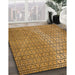 Patterned Saddle Brown Rug in Family Room, pat120org