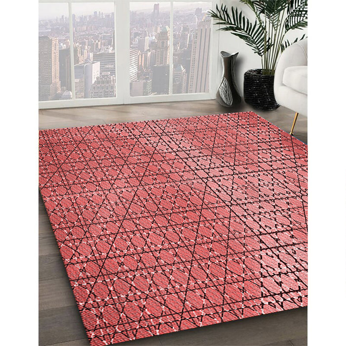 Patterned Red Rug in Family Room, pat120rd