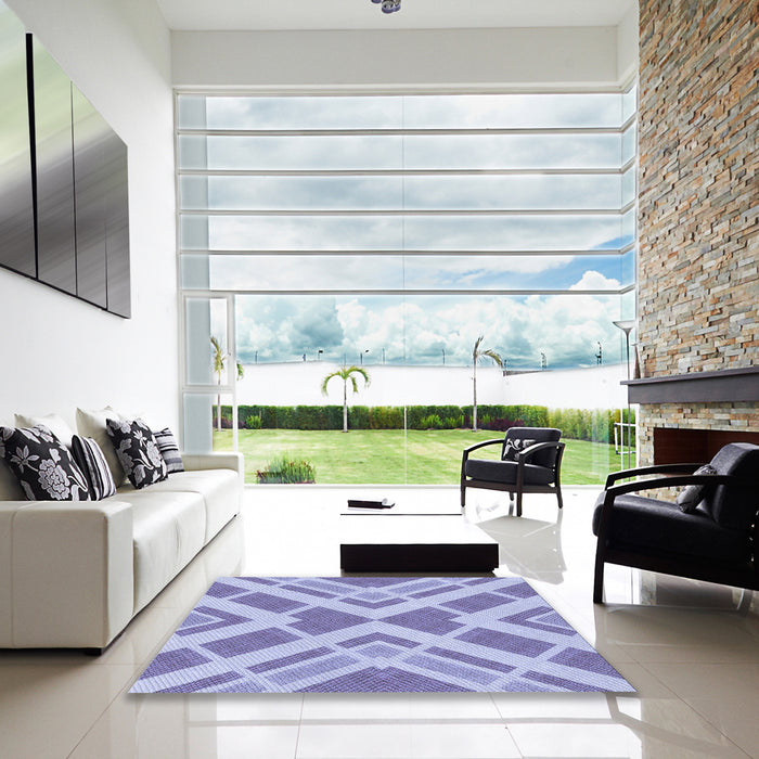 Square Patterned Light Purple Rug in a Living Room, pat1200blu