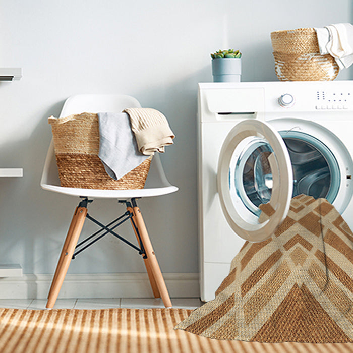 Machine Washable Transitional Yellow Rug in a Washing Machine, wshpat1200brn
