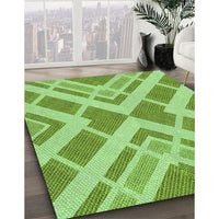 Patterned Dark Lime Green Rug, pat1200grn