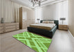 Patterned Dark Lime Green Rug in a Bedroom, pat1200grn