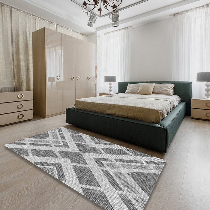 Patterned Platinum Silver Gray Rug in a Bedroom, pat1200gry