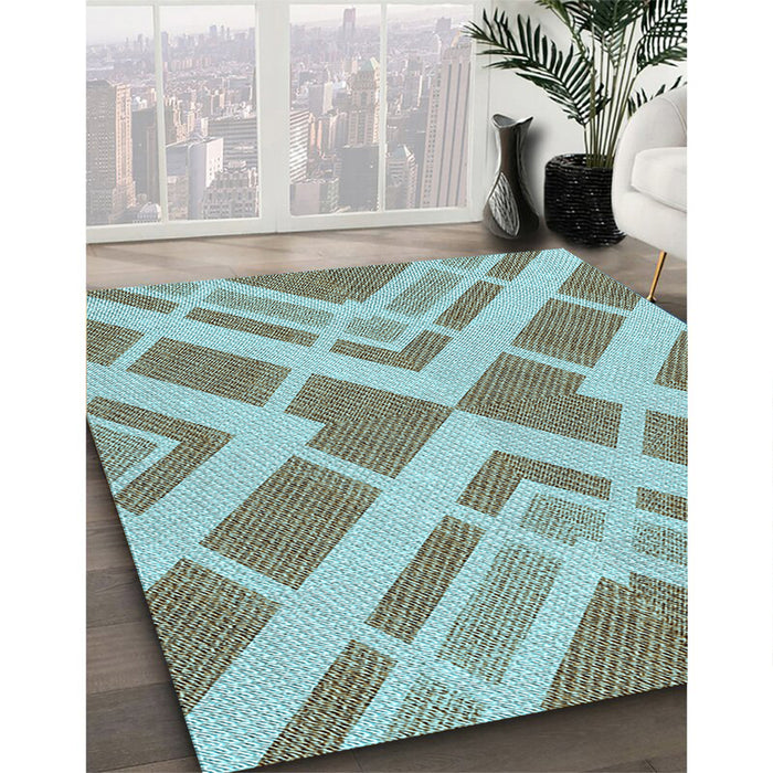 Patterned Blue Rug in Family Room, pat1200lblu