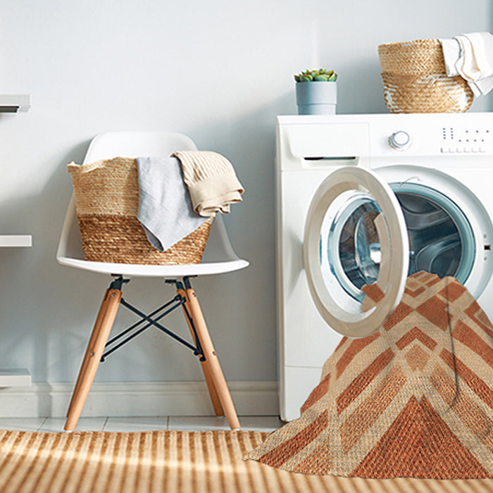 Machine Washable Transitional Orange Red Orange Rug in a Washing Machine, wshpat1200org