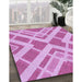 Patterned Neon Pink Rug in Family Room, pat1200pur
