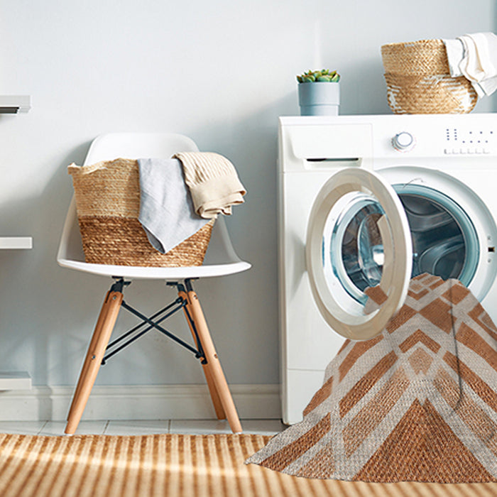 Machine Washable Transitional Deep Peach Orange Rug in a Washing Machine, wshpat1200