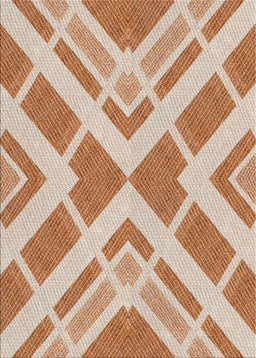 Patterned Deep Peach Orange Novelty Rug, pat1200