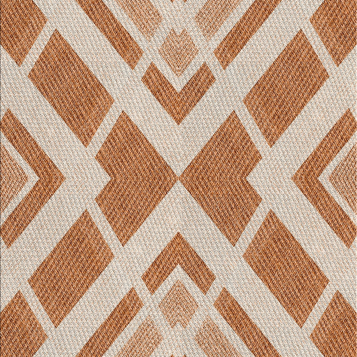 Patterned Deep Peach Orange Novelty Rug, pat1200