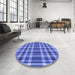 Round Patterned Sky Blue Rug in a Office, pat1201blu