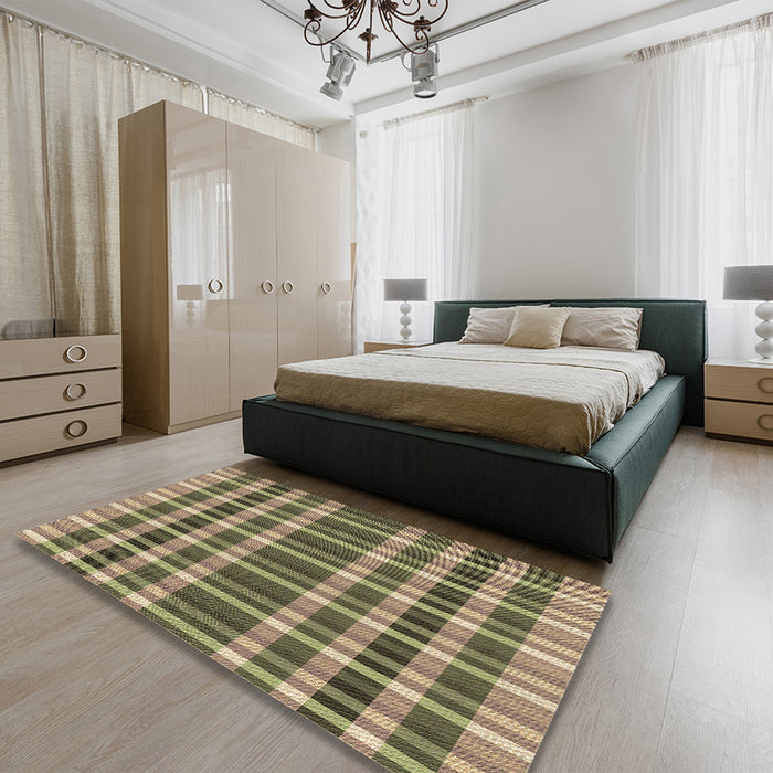 Patterned Brass Green Rug in a Bedroom, pat1201brn