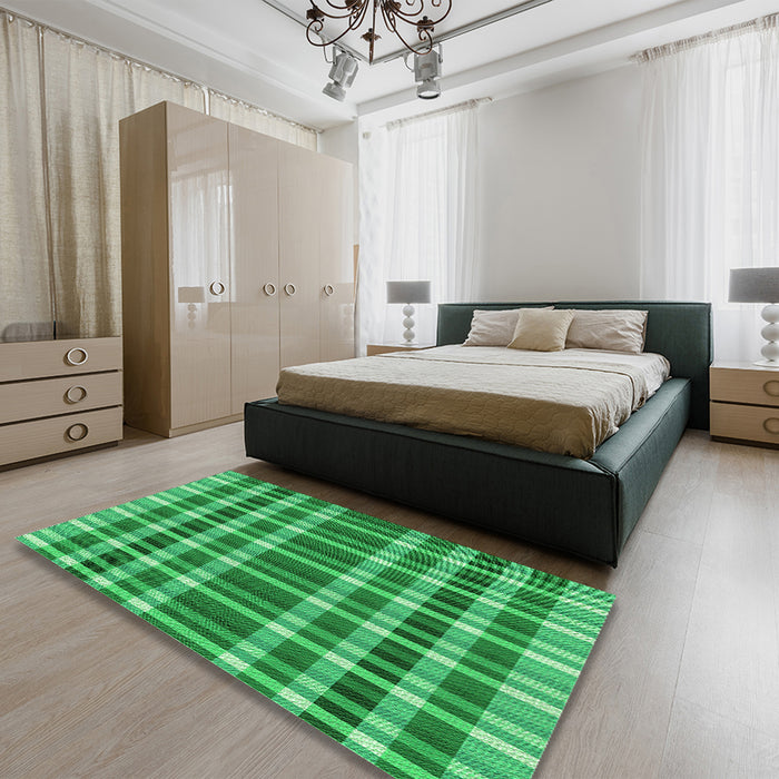 Round Machine Washable Transitional Neon Green Rug in a Office, wshpat1201grn