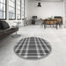 Round Patterned Dark Gray Rug in a Office, pat1201gry