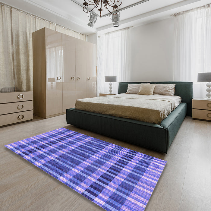 Patterned Purple Mimosa Purple Rug in a Bedroom, pat1201pur