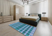 Patterned Blue Novelty Rug in a Bedroom, pat1201