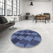 Round Patterned Blue Rug in a Office, pat1202blu