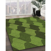 Patterned Dark Forest Green Rug, pat1202brn