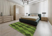 Patterned Dark Forest Green Rug in a Bedroom, pat1202brn