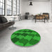 Round Patterned Green Rug in a Office, pat1202grn