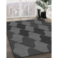 Patterned Charcoal Black Rug, pat1202gry