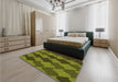 Patterned Pistachio Green Rug in a Bedroom, pat1202org