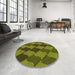 Round Patterned Pistachio Green Rug in a Office, pat1202org