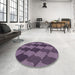 Round Patterned Plum Purple Rug in a Office, pat1202pur