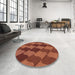 Round Patterned Bright Orange Rug in a Office, pat1202rd