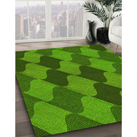 Patterned Deep Emerald Green Rug, pat1202yw