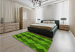 Patterned Deep Emerald Green Rug in a Bedroom, pat1202yw