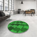 Round Patterned Neon Green Novelty Rug in a Office, pat1202