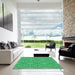 Square Patterned Spring Green Rug in a Living Room, pat1203grn