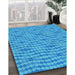 Patterned Neon Blue Rug in Family Room, pat1203lblu