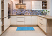 Patterned Neon Blue Rug in a Kitchen, pat1203lblu