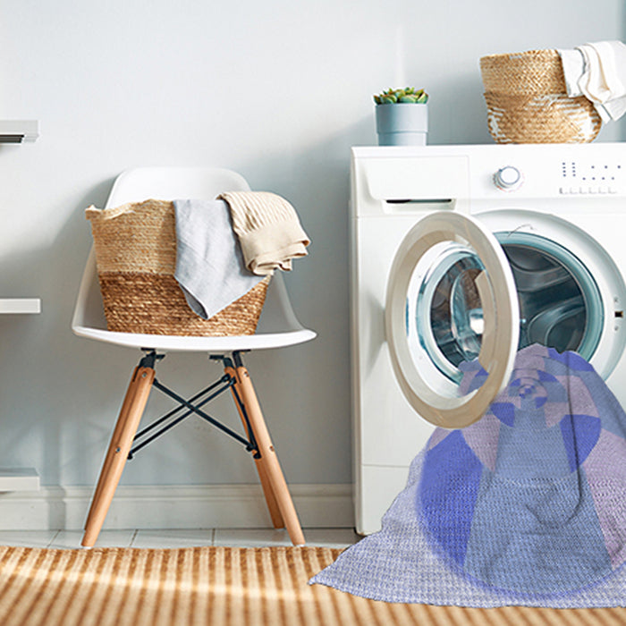 Machine Washable Transitional Blue Rug in a Washing Machine, wshpat1204blu