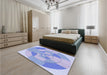 Patterned Blue Rug in a Bedroom, pat1204blu